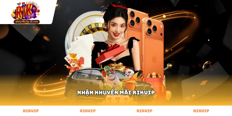 Thao tác nhận khuyến mãi rikvip trực tiếp trên giao diện điện thoại